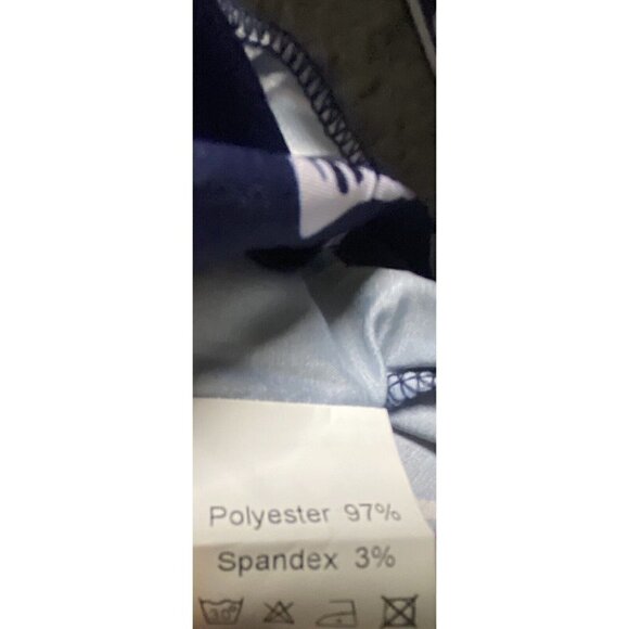 Women’s Blue White Butterfly Print Long Sleeve Ruffled Blouse Top Size XXL - Picture 7 of 7